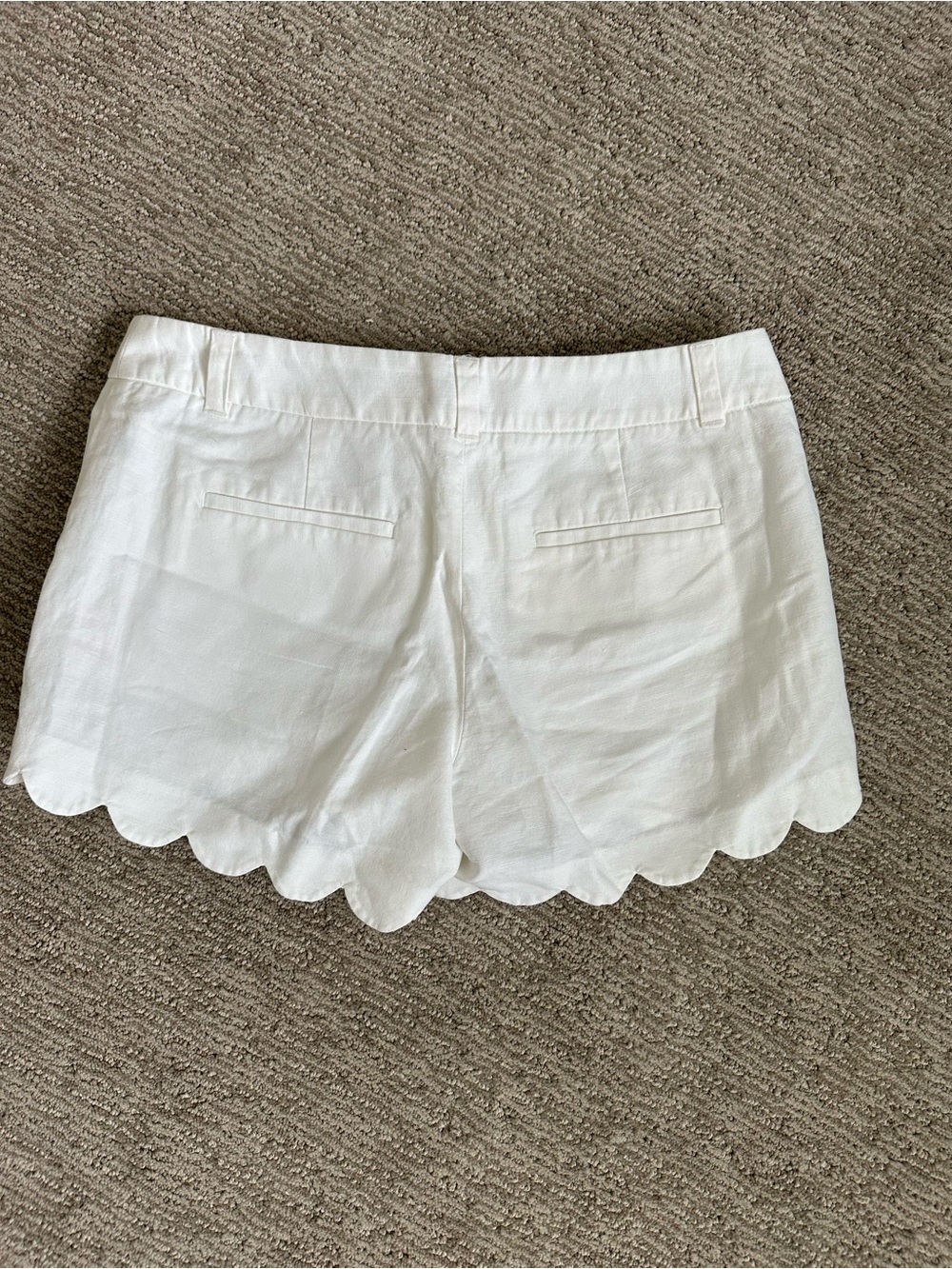 J. Crew Women’s White Scallop-Hem Linen Blend Shorts - Picture 3 of 6